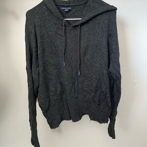 American Eagle Dark Gray Hooded Sweater